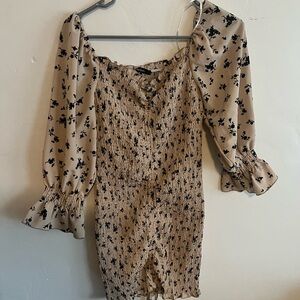 Papaya Black and Cream Smocked Dress
